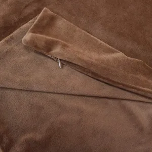 Brown velvet body pillowcase detail showcasing soft fabric and smooth hidden zipper closure.