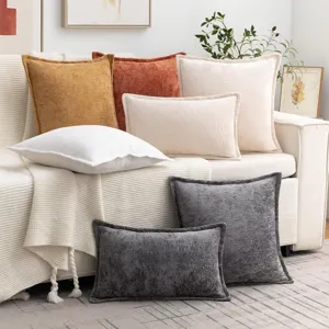Nordique Couleur Unie Housse de Coussin Chenille Doux Décoratif Housse de Coussin Pour Salon Canapé Lit Chambre Décoration