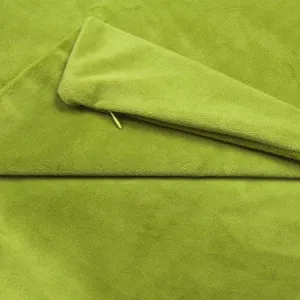 Close-up detail of soft green velvet body pillowcase featuring a smooth hidden zipper design.