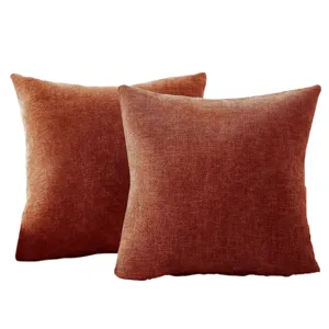 Chenille throw pillow set for sofa couch, comfortable soft textured backrest decorative cushion.