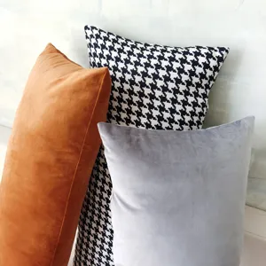 Ensemble de coussin décoratif rouleau en velours et coussin pied-de-poule pour canapé