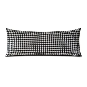Long coussin lombaire pied-de-poule pour lit canapé housse de coussin déco dos salon