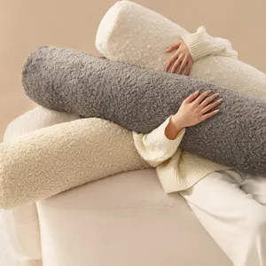 Sherpa bolster pillow long cylindrical body pillow soft fleece couch cushion for living room