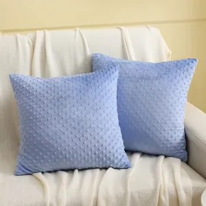 Weicher nordischer Blasen-Fleece Kissenbezug in Hellblau für gemütliches Sofa- und Bett-Dekor.