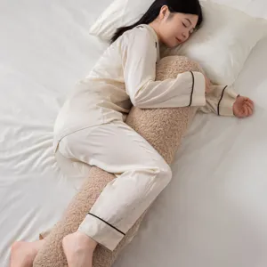 Fluffy sherpa bolster pillow for bed and sofa, long comfortable body pillow for better sleeping.