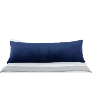 Dark blue long body pillowcase for bedroom bed headboard comfortable velvet soft cover