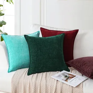 Thickened chenille throw pillow covers for living room sofa, cozy cushion case home decor.
