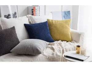 Housse de coussin en velours côtelé nordique moderne uni pour canapé décossalon