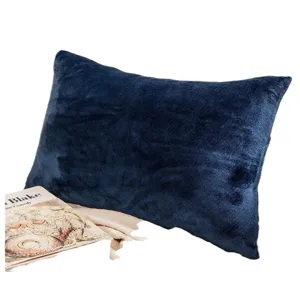 Coussin de canapé en velours bleu foncé nordique, oreiller doux pour dossier de lit, déco.