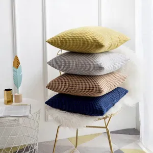 Ensemble de coussins en velours côtelé nordique coussin carré moderne pour canapé et lit