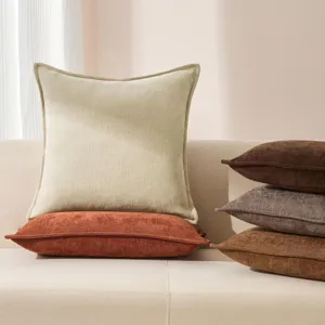 Nordischer Kissenbezug aus Chenille mit Biese, weicher Sofakissenbezug fuer Wohnzimmer.