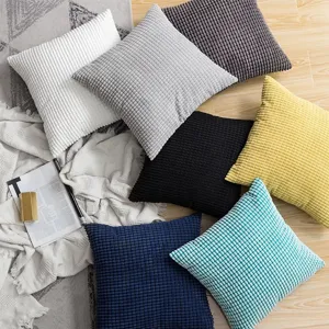 Housses de coussin en velours cotele modernes carrees decoratives pour canape lit