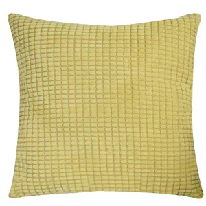 Housse de coussin en velours côtelé jaune moderne coussin décoratif carré pour canapé lit