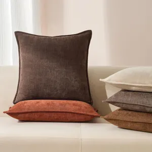 Nordischer Stil Chenille Slub Textur Zierkissenbezug Mit Paspelierung Weicher Kissenbezug Für Sofa Schlafzimmer