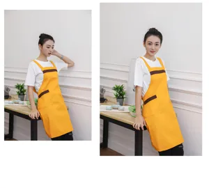 Summer Korean style cotton apron for women, perfect for kitchen, restaurant, and cafe work wear.