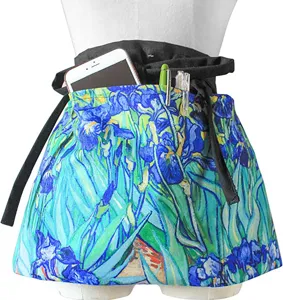 Polyester half waist apron with famous Van Gogh floral print, multi-poches for daily use.