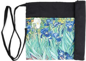 Black canvas waist apron with Van Gogh irises painting pocket multi-pocket tool apron