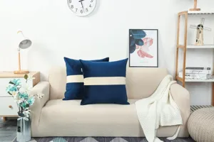 Modern thick velvet colorblock throw pillow for living room sofa cushion home decor.