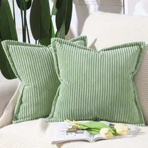 Modern Minimalist Corduroy Striped Pillow Cover Edge-Pressed Decorative Throw Case For Sofa Living Room Office