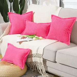 Pink corduroy striped pillow cover modern minimalist sofa cushion cover decorative throw pillow.