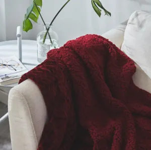 Soft flannel cable throw blanket for cozy sofa, bed and home office use, skin-friendly.