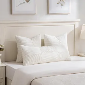 Modernes weißes Kord Kissen Set für Schlafzimmer, bequeme lange Tatami Rückenlehne.