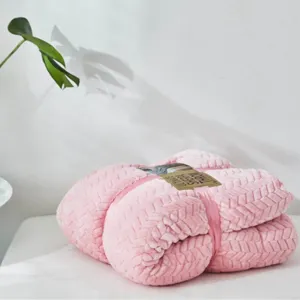 Pink Flannel Sherpa Throw Blanket Soft Cozy Warm Sofa Blanket for Home Office Use