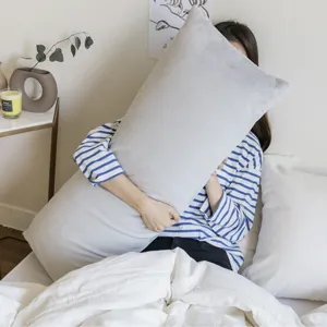 Nordic Style Solid Color Short Plush Body Pillow Sofa Living Room Bedhead Long Pillow Polyester Cover Home Decor