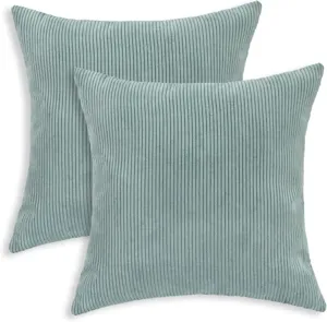Set of two corduroy throw pillows soft decorative cushion for living room sofa bedroom.