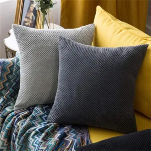 Housse de coussin texture gaufree nordique coussin carre decoratif pour canape de salon et lit