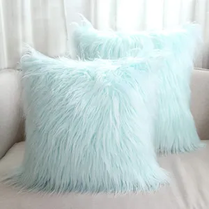 Funda de Cojín de Peluche Largo de Lana de Mongolia Falsa Funda de Almohada Suave y Esponjosa Para Sala de Estar Sofá Decoración del Hogar
