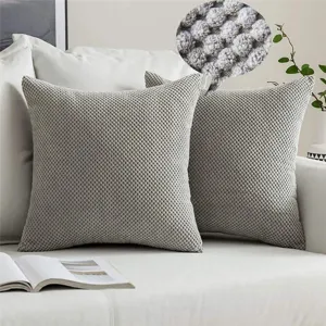 Housse de coussin carree texturee grise minimaliste nordique pour canape de salon chambre