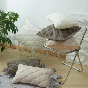 Pluche gestructureerd sierkussen voor woonkamer sofa en comfortabel bed rug