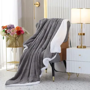 Solid color flannel sofa blanket double sided fleece throw blanket for cozy living room decor.