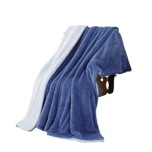 Solid color flannel throw blanket, double-sided waffle fleece blanket for couch bed.