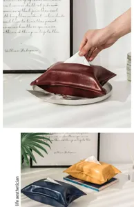 Luxury oil wax leather tissue box cover, premium vintage storage holder for car and home decor.