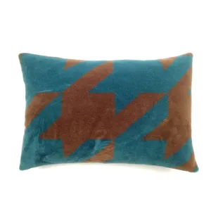 Coussin en peluche motif pied de poule rectangulaire pour canapé décoration salon.