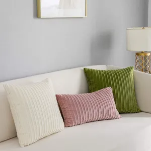 Soft corduroy throw pillow set for living room sofa and bedroom decor, comfortable feel.