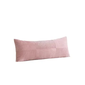 Rosa Kord langer Nackenkissen fuer Schlafzimmer Bett und bequeme Tatami Rueckenlehne.