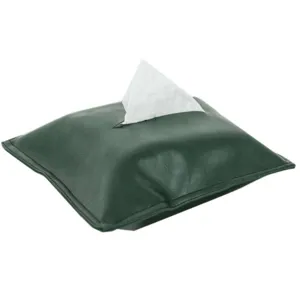 Green leather tissue box cover for car and home use, minimalist style napkin holder.
