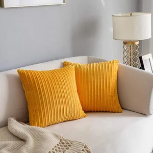 Yellow corduroy throw pillows set for living room sofa bedroom decorative cushion covers