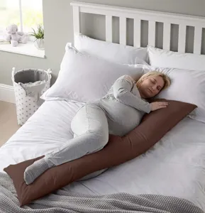 Cuscino per il corpo marrone lungo e comodo per donne incinte, cuscino gravidanza da letto.