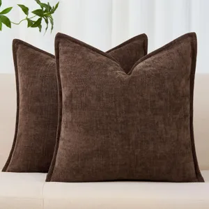 Nordische strukturierte Chenille Kissenhülle, brauner Kissenbezug für Sofa Bett.