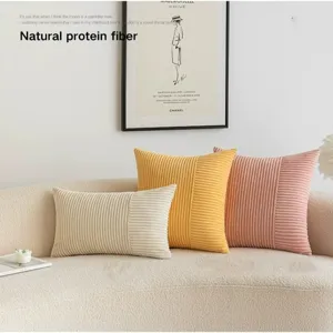 Corduroy patchwork throw pillow for living room sofa and bedroom cozy home decor.