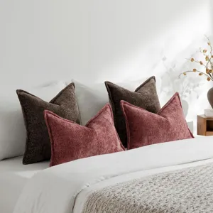 Strukturierter Kissenbezug aus Chenille Vintage Kissen für Sofa Bett Wohnzimmer Deko