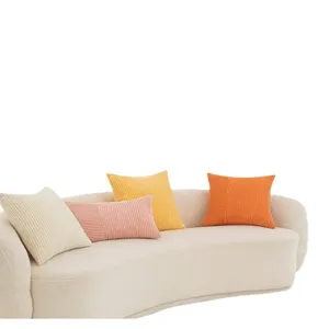 Corduroy spliced throw pillows for living room sofa, multi-color decorative cushions.