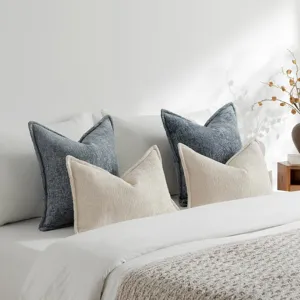 Chenille Struktur Kissen Detail, vintage Bettkissen fuer Sofa und Wohnzimmer Dekoration.