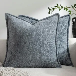 Strukturierte Kissenbezüge aus Chenille für Sofa Wohnzimmer Bett Heimdekor 2 Stk.