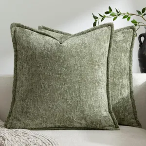 Modernes Einfarbiges Chenille Samt Zierkissenbezug Weicher Dekorativer Kissenbezug Für Sofa Bett Wohnzimmer Zuhause