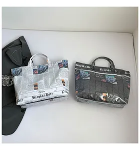 Stijlvolle grote krant print tote tas casual mode handtas voor dames dagelijks gebruik.
